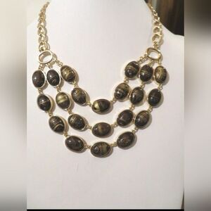 TALBOTS GOLD/BLACK SWIRL NECKLACE 18"-21" NWOT